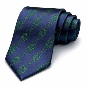 Bottega Veneta Silk Tie Navy & Green Rope Print Made In Italy Luxury
